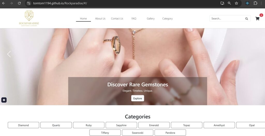 Website bán trang sức, đá quý RockParadise